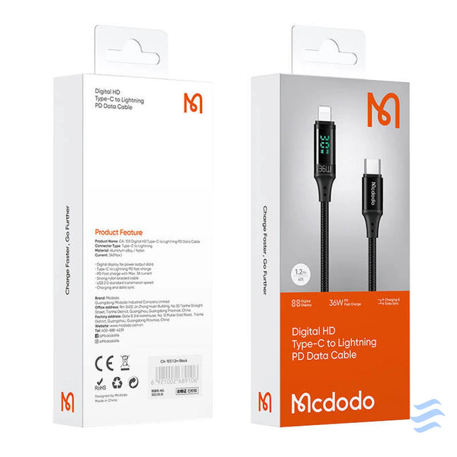 Cable Mcdodo CA 1030 USB C to Lightning 36W 1.2m (black) USB C to Lightning