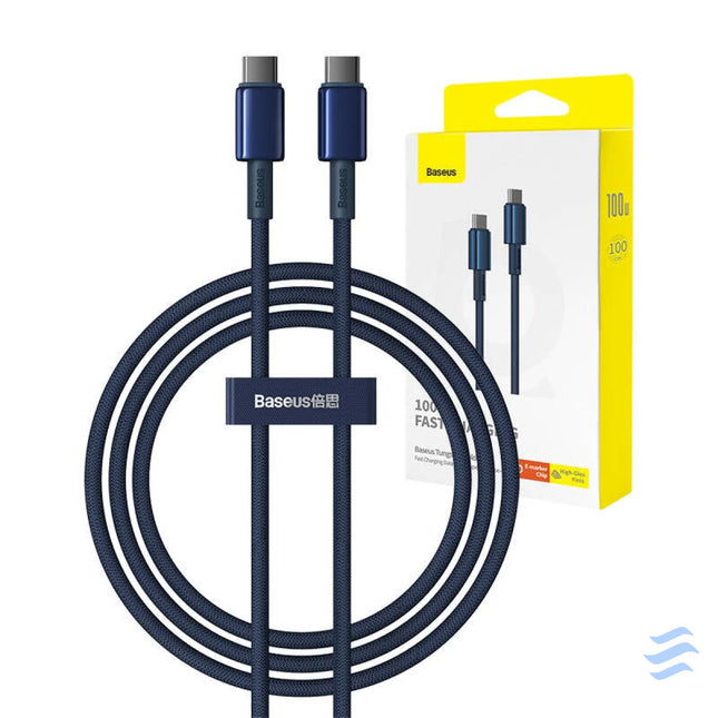 Cable USB C do USB C Baseus Tungsten Gold 100W 1m (niebieski) USB C to USB C