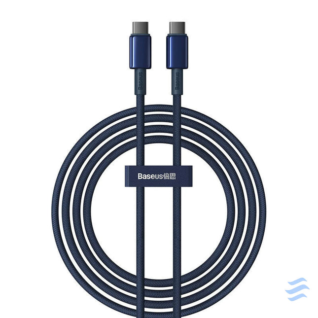 Cable USB C do USB C Baseus Tungsten Gold 100W 2m (niebieski) USB C to USB C