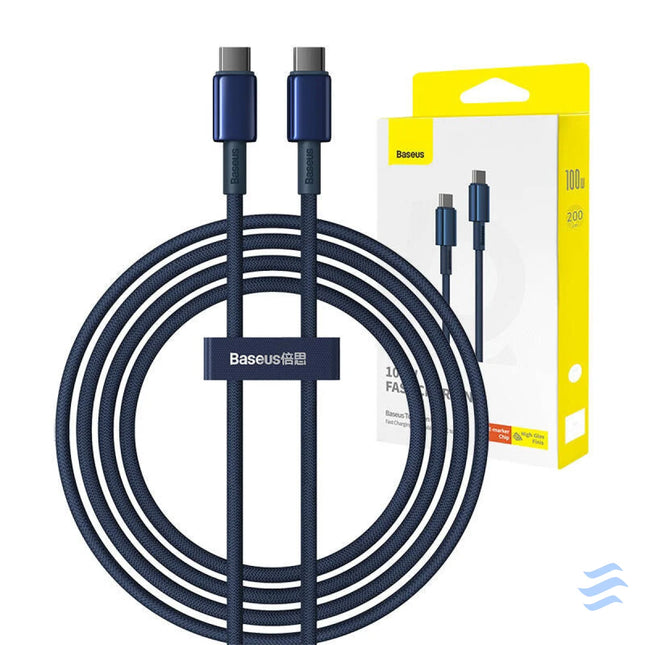 Cable USB C do USB C Baseus Tungsten Gold 100W 2m (niebieski) USB C to USB C