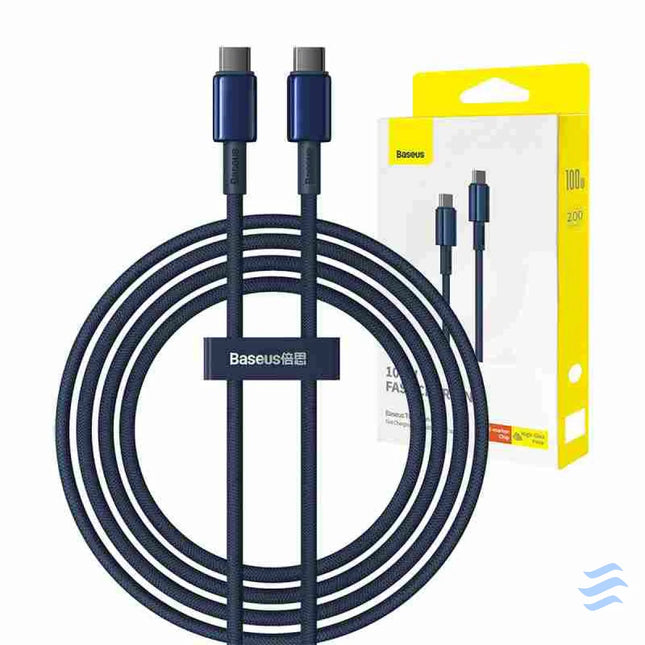 Cable USB C do USB C Baseus Tungsten Gold 100W 2m (niebieski) USB C to USB C