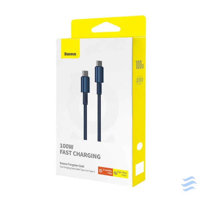 Cable USB C do USB C Baseus Tungsten Gold 100W 2m (niebieski) USB C to USB C