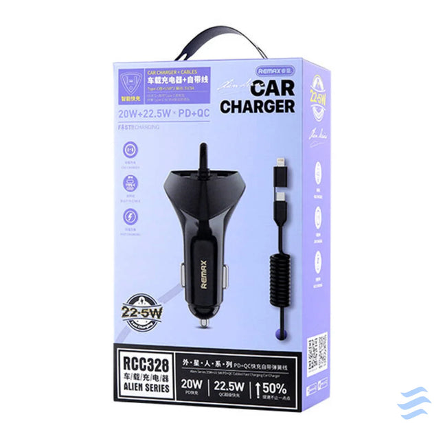 Cabled car charger Remax RCC328 20V + 22,5W PD + QC Car chargers