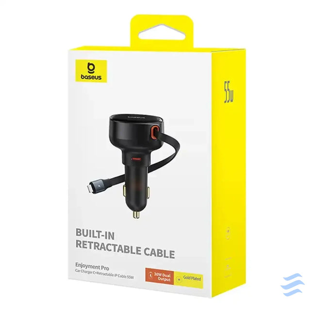 Car Charger Baseus Enjoyment Pro with lightning cable + USB C 55W (black) Car chargers