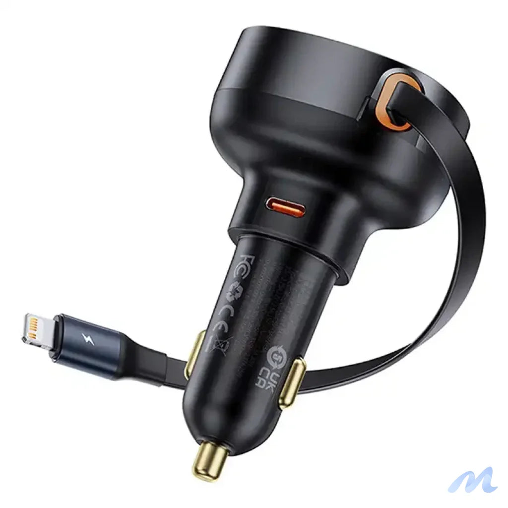 Car Charger Baseus Enjoyment Pro with lightning cable + USB-C , 55W (black)