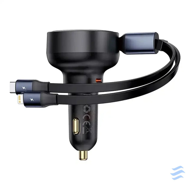 Car Charger Baseus Enjoyment USB C with USB C cable and Lightning 60W (black) Car chargers