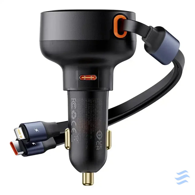 Car Charger Baseus Enjoyment USB C with USB C cable and Lightning 60W (black) Car chargers