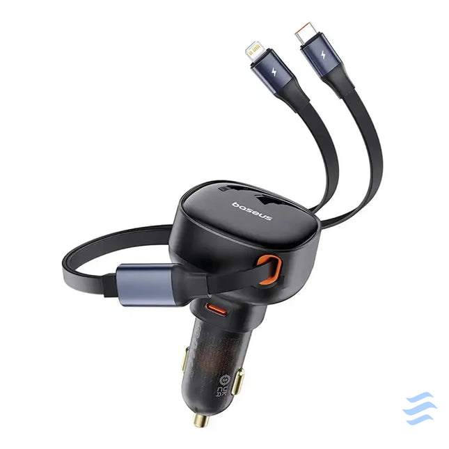 Car Charger Baseus Enjoyment USB C with USB C cable and Lightning 60W (black) Car chargers