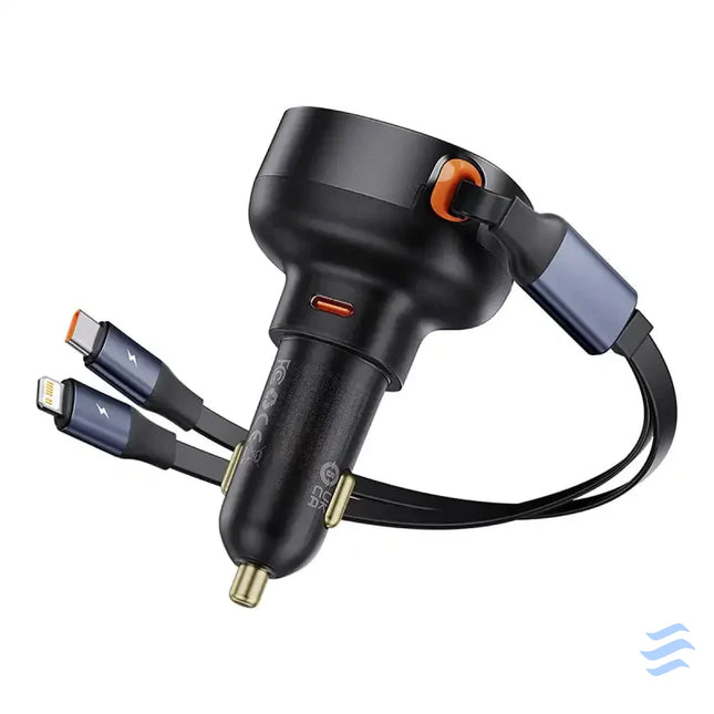 Car Charger Baseus Enjoyment USB C with USB C cable and Lightning 60W (black) Car chargers
