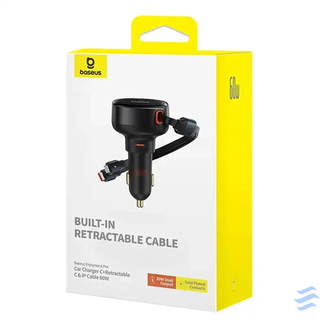 Car Charger Baseus Enjoyment USB C with USB C cable and Lightning 60W (black) Car chargers