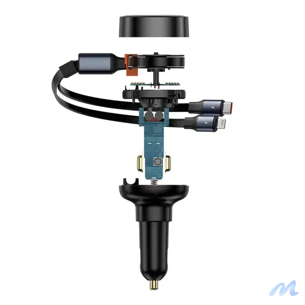 Car Charger Baseus Enjoyment USB-C with USB-C cable and Lightning  60W (black)