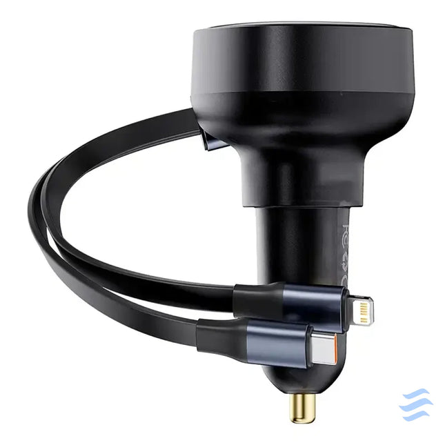 Car Charger Baseus Enjoyment USB C with USB C cable and Lightning 60W (black) Car chargers