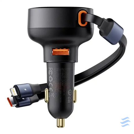 Car Charger Baseus Enjoyment USB with USB C cable and Lightning 60W (black) Car chargers