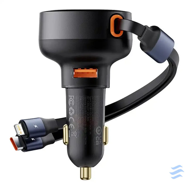 Car Charger Baseus Enjoyment USB with USB C cable and Lightning 60W (black) Car chargers