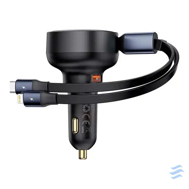 Car Charger Baseus Enjoyment USB with USB C cable and Lightning 60W (black) Car chargers