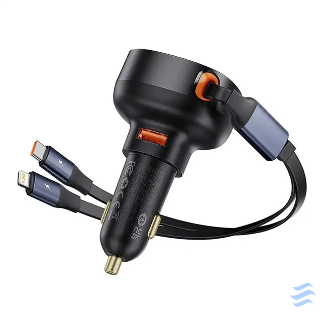 Car Charger Baseus Enjoyment USB with USB C cable and Lightning 60W (black) Car chargers