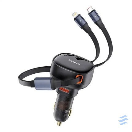 Car Charger Baseus Enjoyment USB with USB C cable and Lightning 60W (black) Car chargers