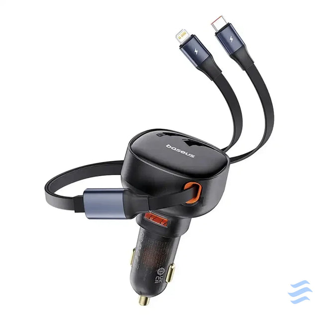 Car Charger Baseus Enjoyment USB with USB C cable and Lightning 60W (black) Car chargers