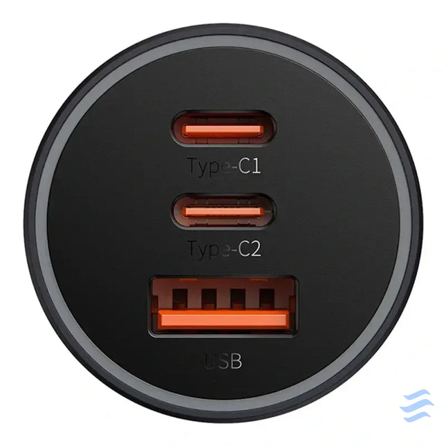 Car charger Baseus Golden Contactor Pro 2x USB C 1x USB 65W (grey) Car chargers