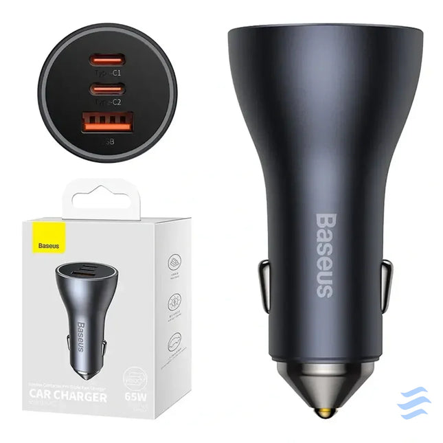 Car charger Baseus Golden Contactor Pro 2x USB C 1x USB 65W (grey) Car chargers