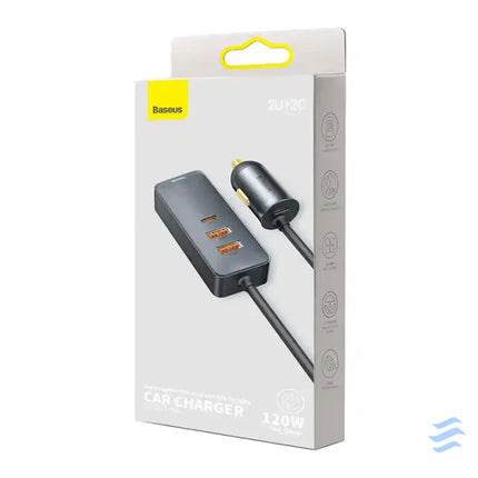 Car charger Baseus Share Together with extension cord 2x USB 2x USB C 120W (grey) Car chargers