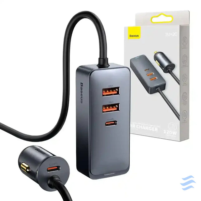 Car charger Baseus Share Together with extension cord 2x USB 2x USB C 120W (grey) Car chargers