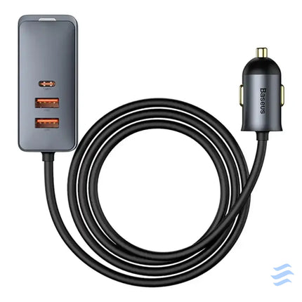 Car charger Baseus Share Together with extension cord 3x USB USB C 120W (grey) Car chargers
