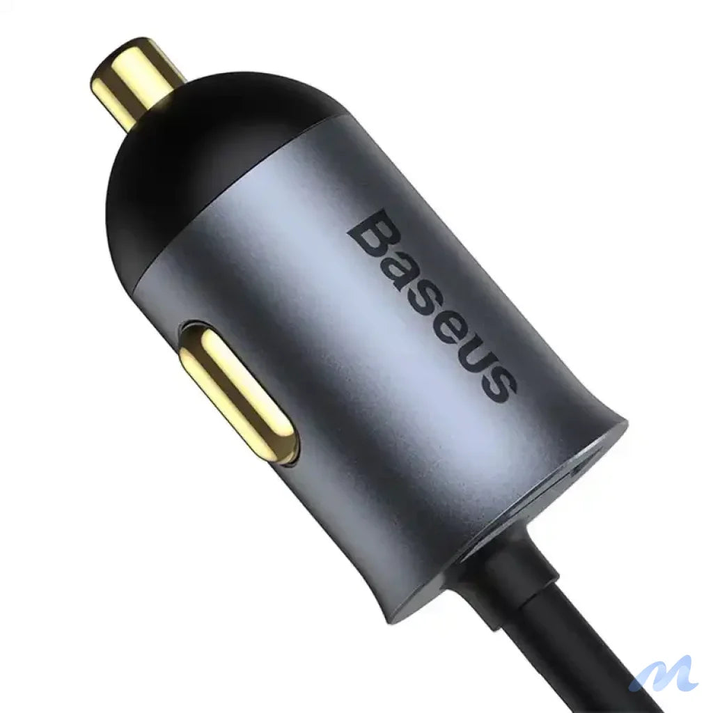 Car charger Baseus Share Together with extension cord, 3x USB, USB-C, 120W (grey)