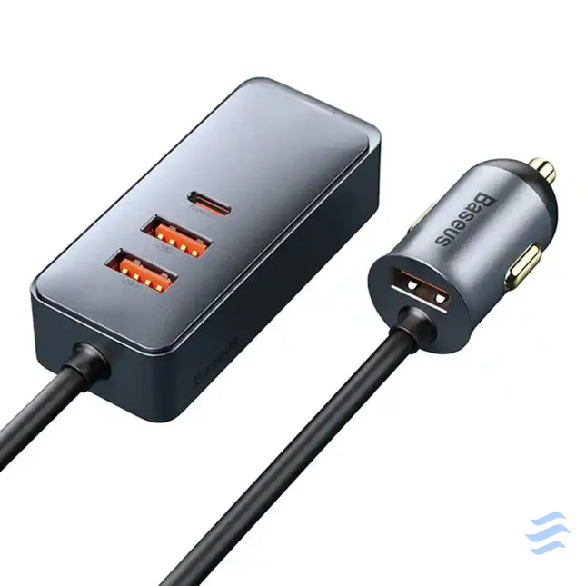 Car charger Baseus Share Together with extension cord 3x USB USB C 120W (grey) Car chargers