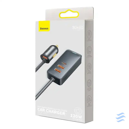 Car charger Baseus Share Together with extension cord 3x USB USB C 120W (grey) Car chargers