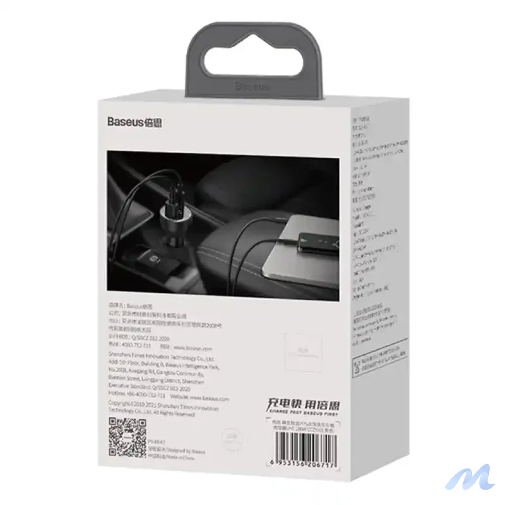 Car charger Baseus Superme, USB, USB-C, 100W (black)