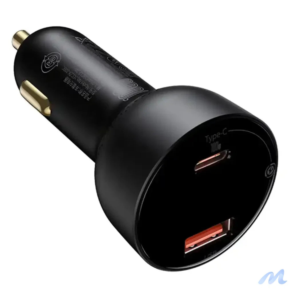 Car charger Baseus Superme, USB, USB-C, 100W + USB-C cable (black)