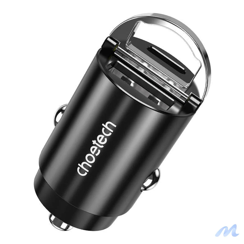 Car Charger Choetech TC0006 1x USB-A, 1x USB-C 30W PD 3.0 (black)
