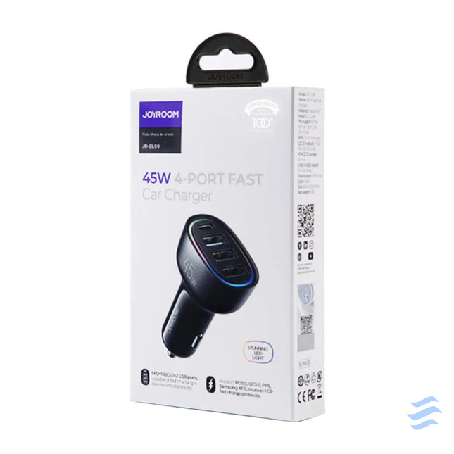Car charger Joyroom JR CL09 4 port 1x USB C PD 1x QC3.0 USB 2x USB (black) Car chargers