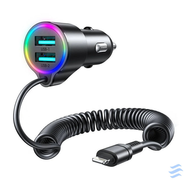 Car charger Joyroom JR CL25 2x USB + Lightning cable (black) Car chargers