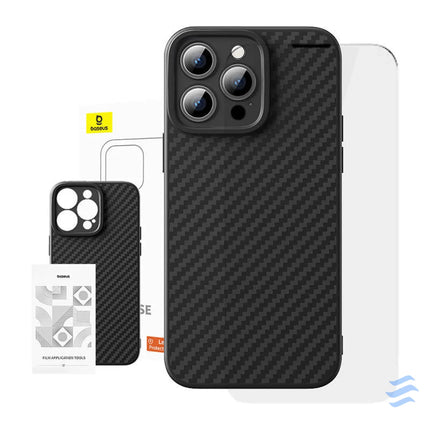 Case Baseus Synthetic Fiber iPhone 15 Pro + tempered glass Protective cases for smartphones