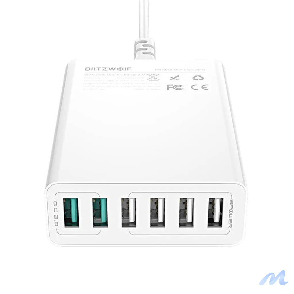 Charger 6x USB  Blitzwolf BW-S15, QC 3.0, 60 W (white)
