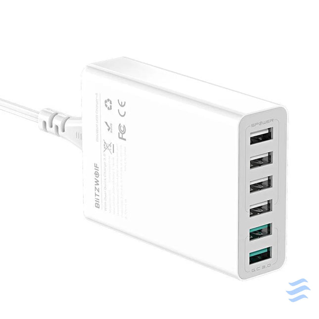 Charger 6x USB Blitzwolf BW S15 QC 3.0 60 W (white) mains chargers