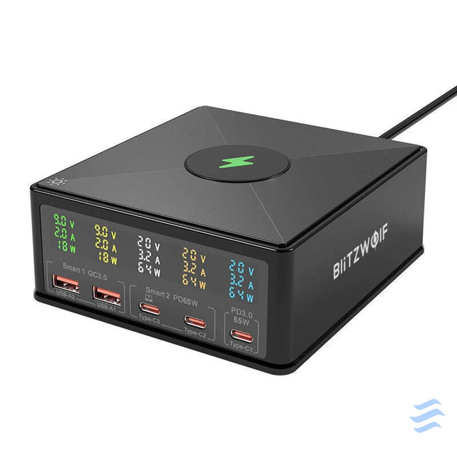 Charger Blitzwolf 868H 2xUSB A 3xUSB type C 160W (black) mains chargers