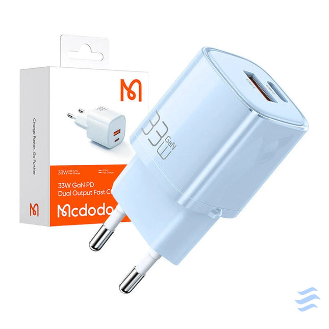 Charger GaN 33W Mcdodo CH 0154 USB C USB A (blue) mains chargers