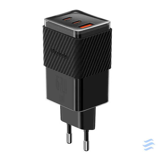 Charger GaN 65W Mcdodo CH 1501 2x USB C USB A (black) mains chargers