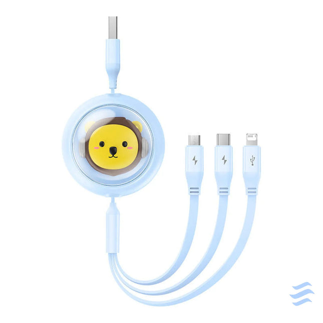 Charging Cable 3w1 Baseus USB to USB C USB M Lightning 3,5A 1,1m (blue) Combo Cables