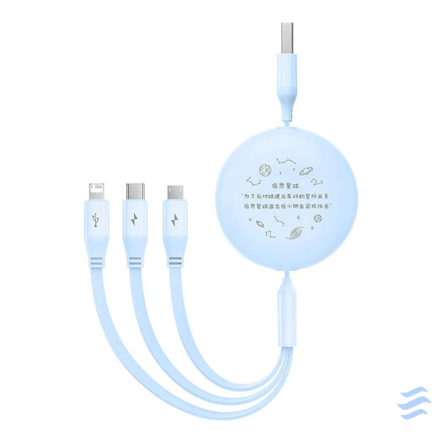 Charging Cable 3w1 Baseus USB to USB C USB M Lightning 3,5A 1,1m (blue) Combo Cables