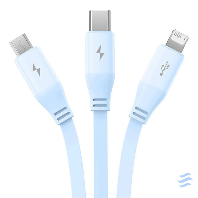 Charging Cable 3w1 Baseus USB to USB C USB M Lightning 3,5A 1,1m (blue) Combo Cables