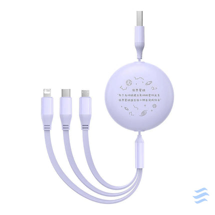 Charging Cable 3w1 Baseus USB to USB C USB M Lightning 3,5A 1,1m (purple) Combo Cables