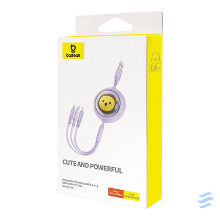 Charging Cable 3w1 Baseus USB to USB C USB M Lightning 3,5A 1,1m (purple) Combo Cables