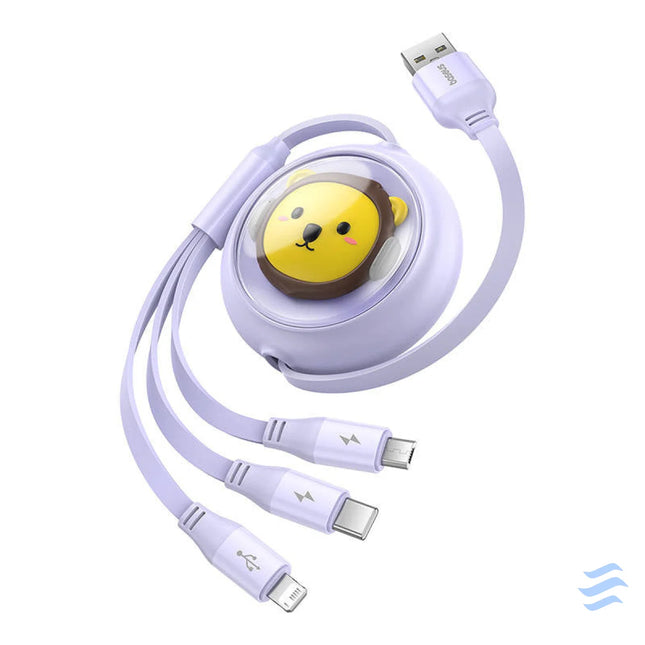 Charging Cable 3w1 Baseus USB to USB C USB M Lightning 3,5A 1,1m (purple) Combo Cables