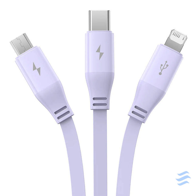 Charging Cable 3w1 Baseus USB to USB C USB M Lightning 3,5A 1,1m (purple) Combo Cables