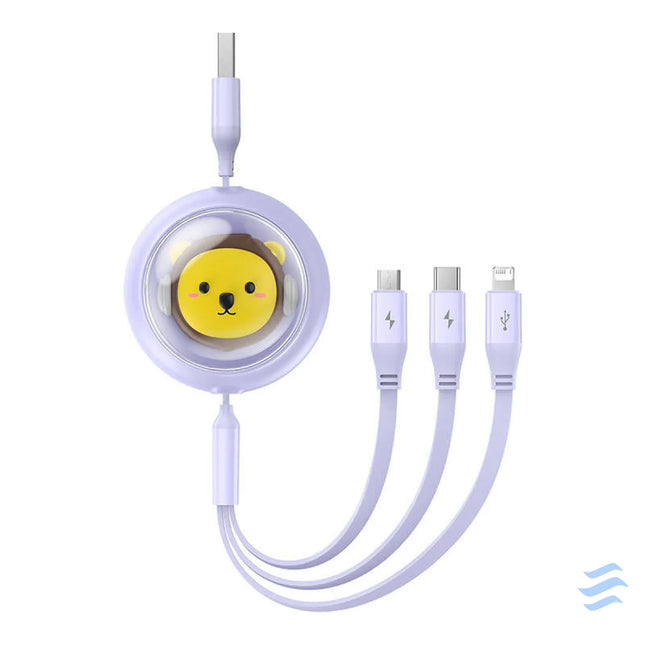Charging Cable 3w1 Baseus USB to USB C USB M Lightning 3,5A 1,1m (purple) Combo Cables