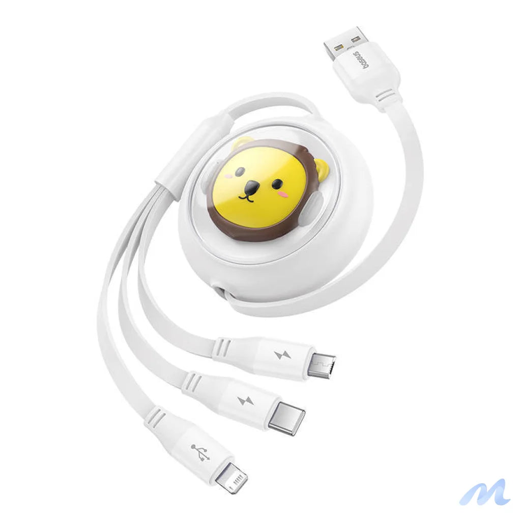 Charging Cable 3w1 Baseus USB to USB-C, USB-M, Lightning 3,5A, 1,1m (White)